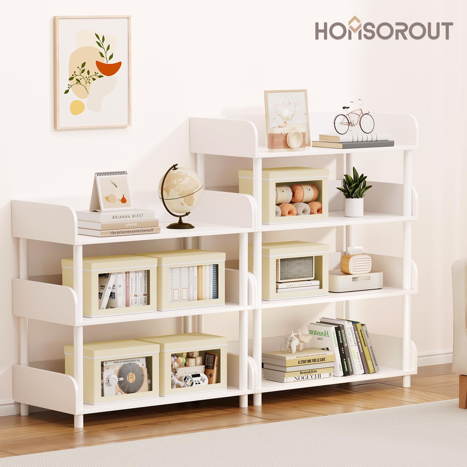 Homsorout Storage Bins with Lids - Fabric Closet Storage Bins with Window, Collapsible Baskets for Shelves 4 Pack, Home Decorative Boxes for Clothes, Closet, Office, Grey