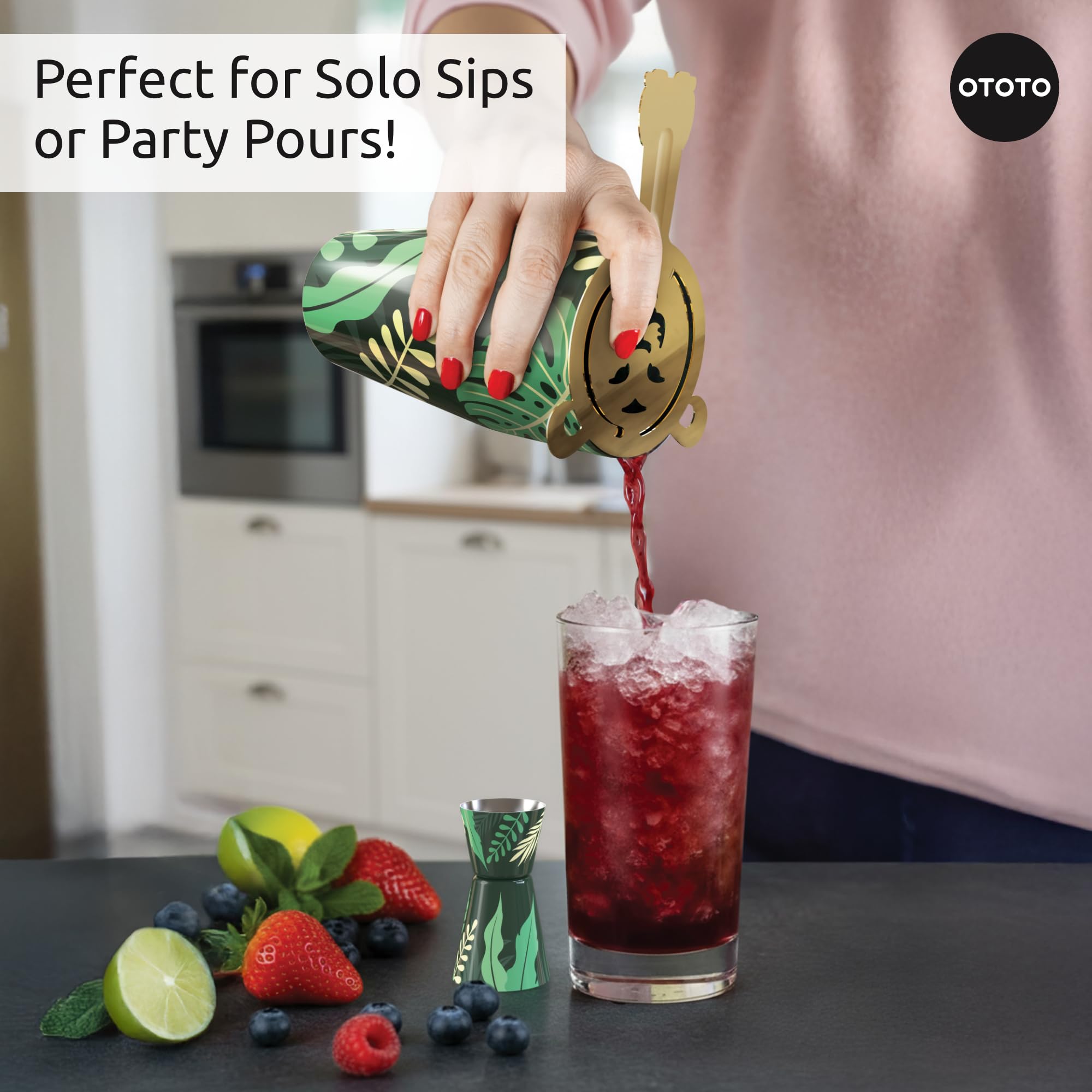 New - OTOTO Sip Safari Jungle Cocktail Shaker Set - Bartender Kit with Lion Cap, Bar Cart Accessories, Bartender Bar Accessories, Party Essentials, Cute Accessories, Unique Gifts, Kitchen Must Haves
