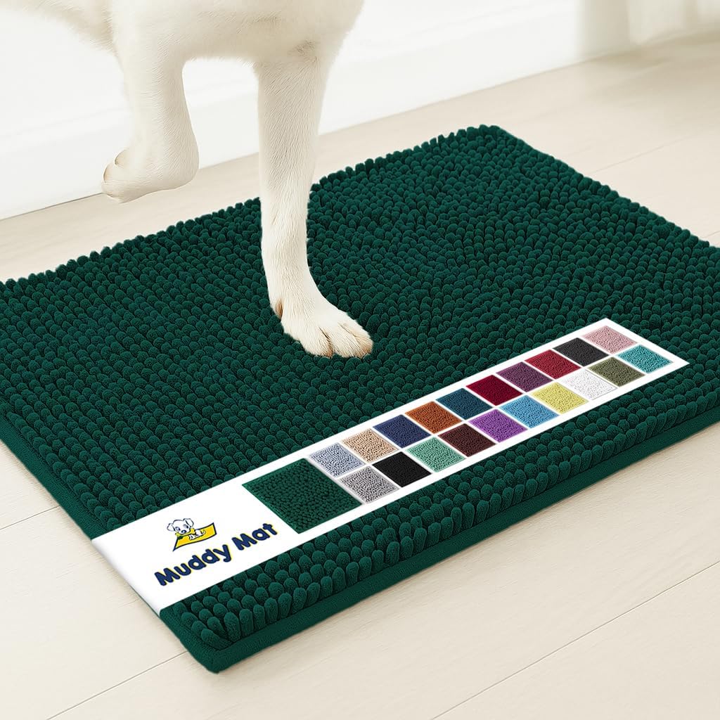 Muddy Mat® | Super Absorbent Door Mat Indoor, Microfiber Quick Dry Chenille Entryway Rug, Non-Slip Front Door Mat, Indoor Mats for Entryway, Machine Washable Pet Rug, Grey 30"x19"