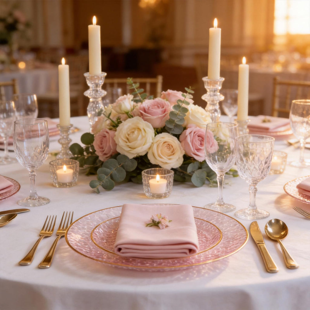 DaYammi 350PCS Clear Gold Plastic Dinnerware Set for 50 Guests, Hammered Disposable Plates for Party, Include: 50 Dinner Plates, 50 Dessert Plates, 150 Gold Silverware, 50 Napkins, 50 Cups
