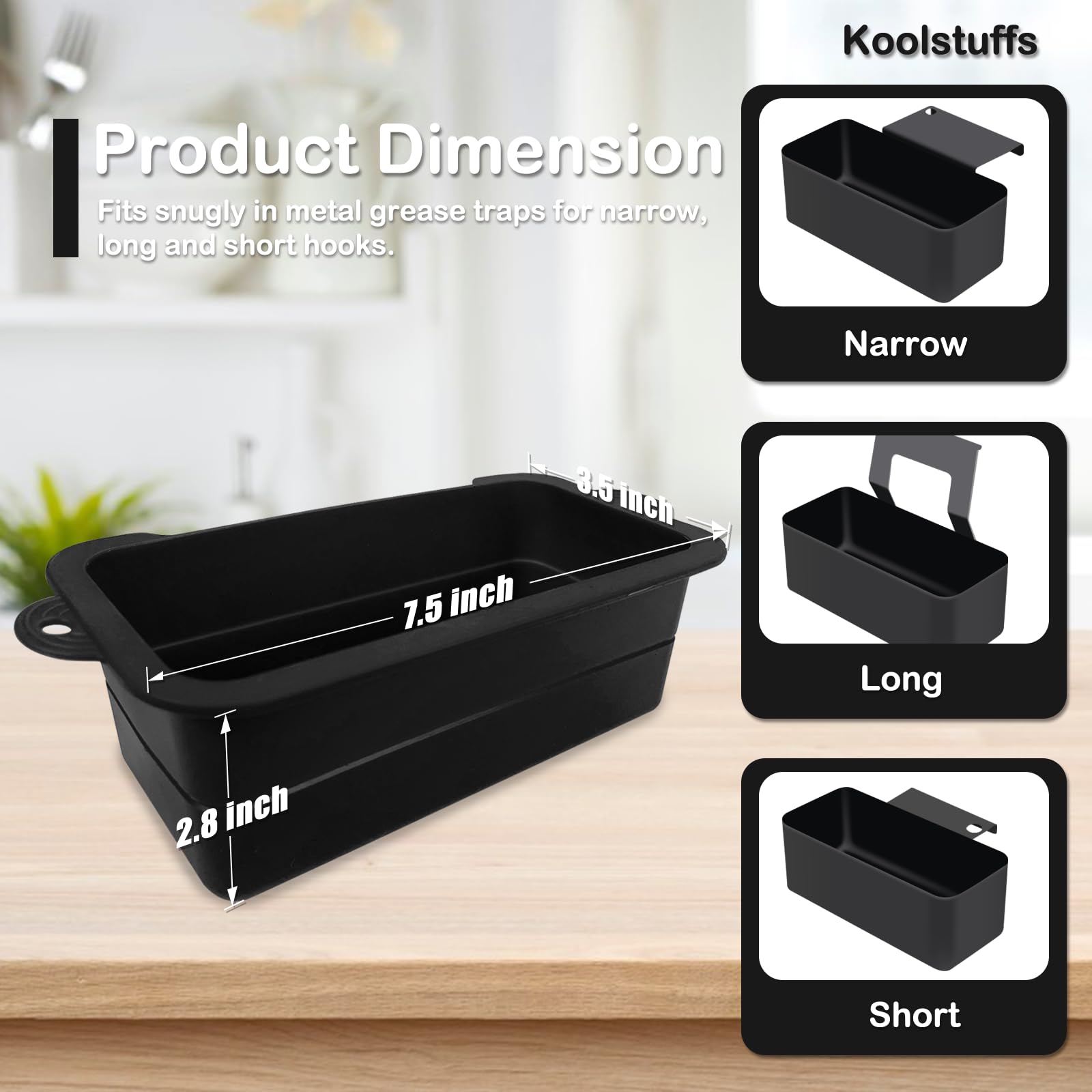 Silicone Grease Cup Liners for Blackstone 36 28 22 17 Inch Griddle, 2 Pack Reusable Grease Catcher Liner Grill Grease Tray Accessories for Blackstone