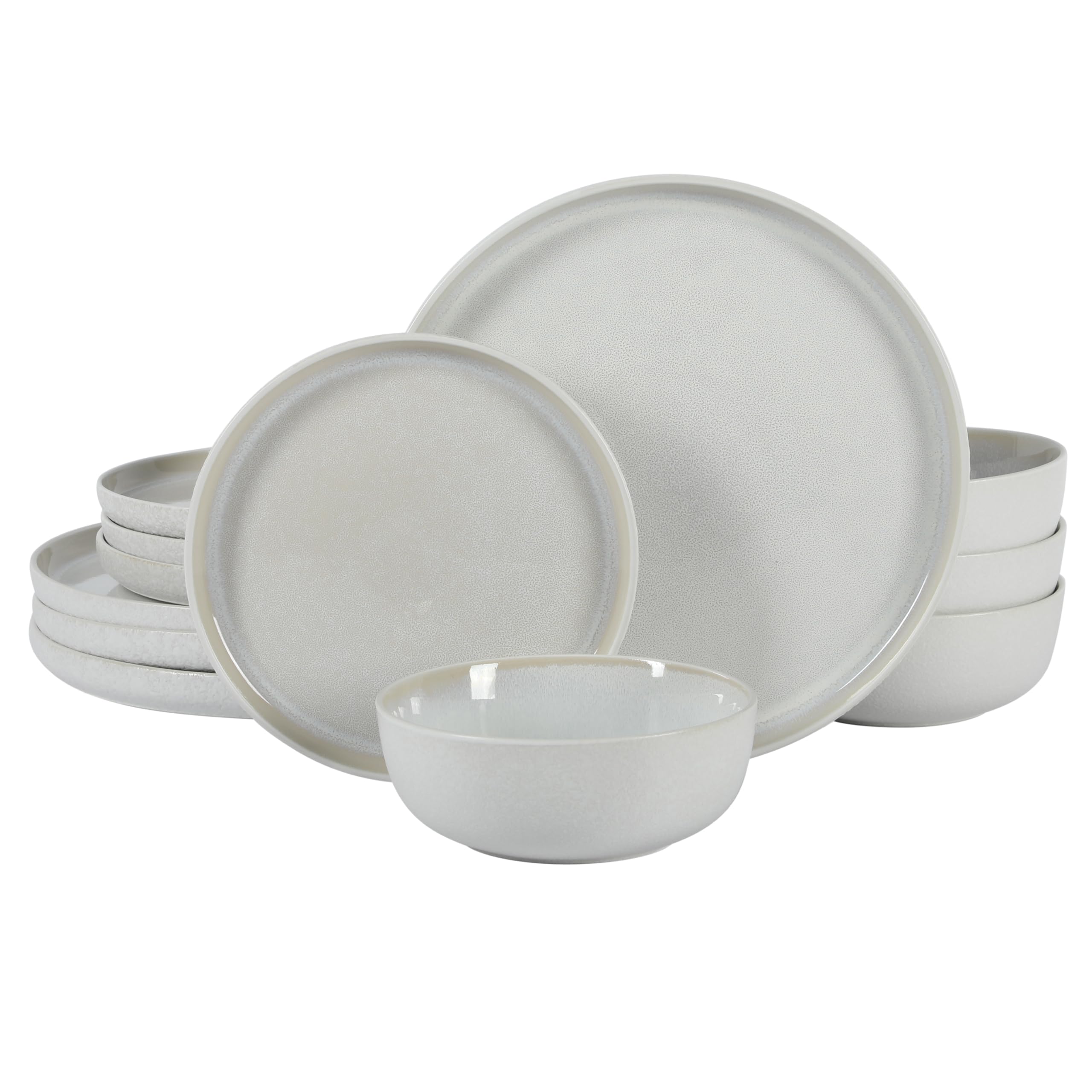 Gibson Elite Soho Lounge Square 16-Piece Dinnerware Set, Service for 4, Reactive Glaze Stoneware Plates and Bowls, Modern Dishes, Microwave & Dishwasher Safe – Red and Black