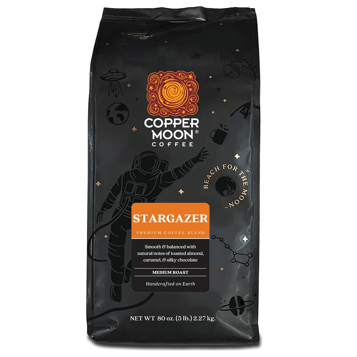 Copper Moon Medium Roast Whole Bean Coffee, Stargazer Blend, 2 Lb