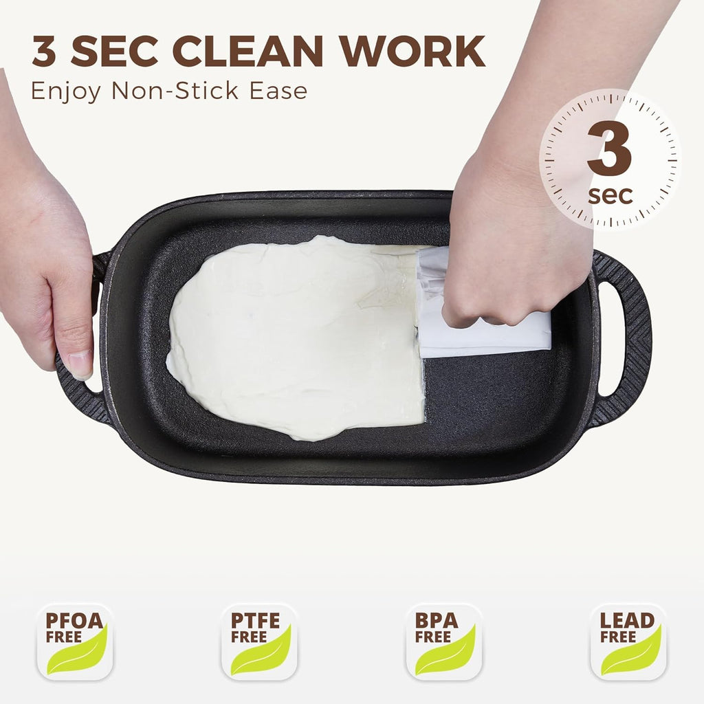 HONGBAKE Everline Collection 2 in 1 Cast Iron Loaf Pan with Lid, 9x5 Bread Pans for Homemade Bread, Pre-Seasoned Nonstick Sourdough Baking Pan, Even Heating Loaf Dutch Oven, Banana Bread Tins