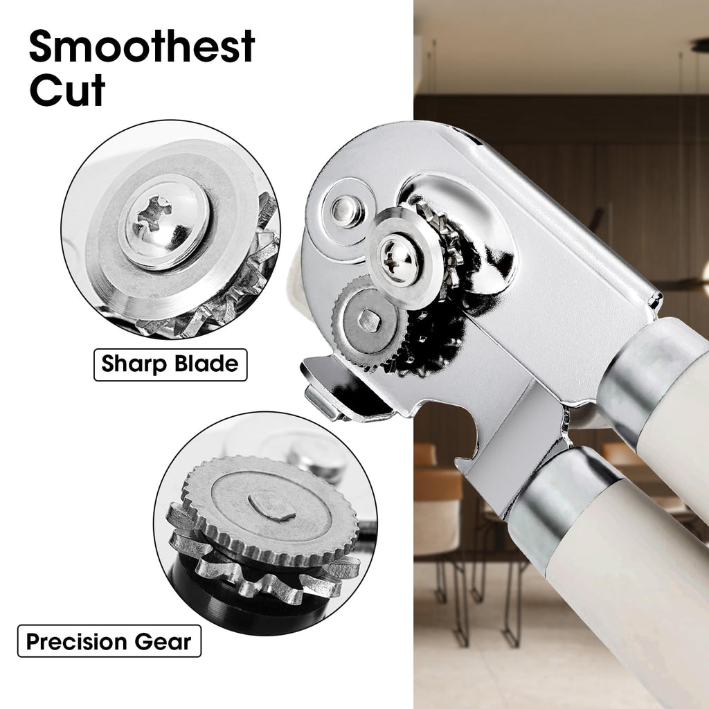 Beneno Heavy Duty Hand Can Opener Manual with Magnet, Durable Sharp Carbon Steel Blade Smooth Cutting, Big Effort-Saving Knob & Soft Grip Handle, Multifunctional Kitchen Tool with Bottle Opener, Green