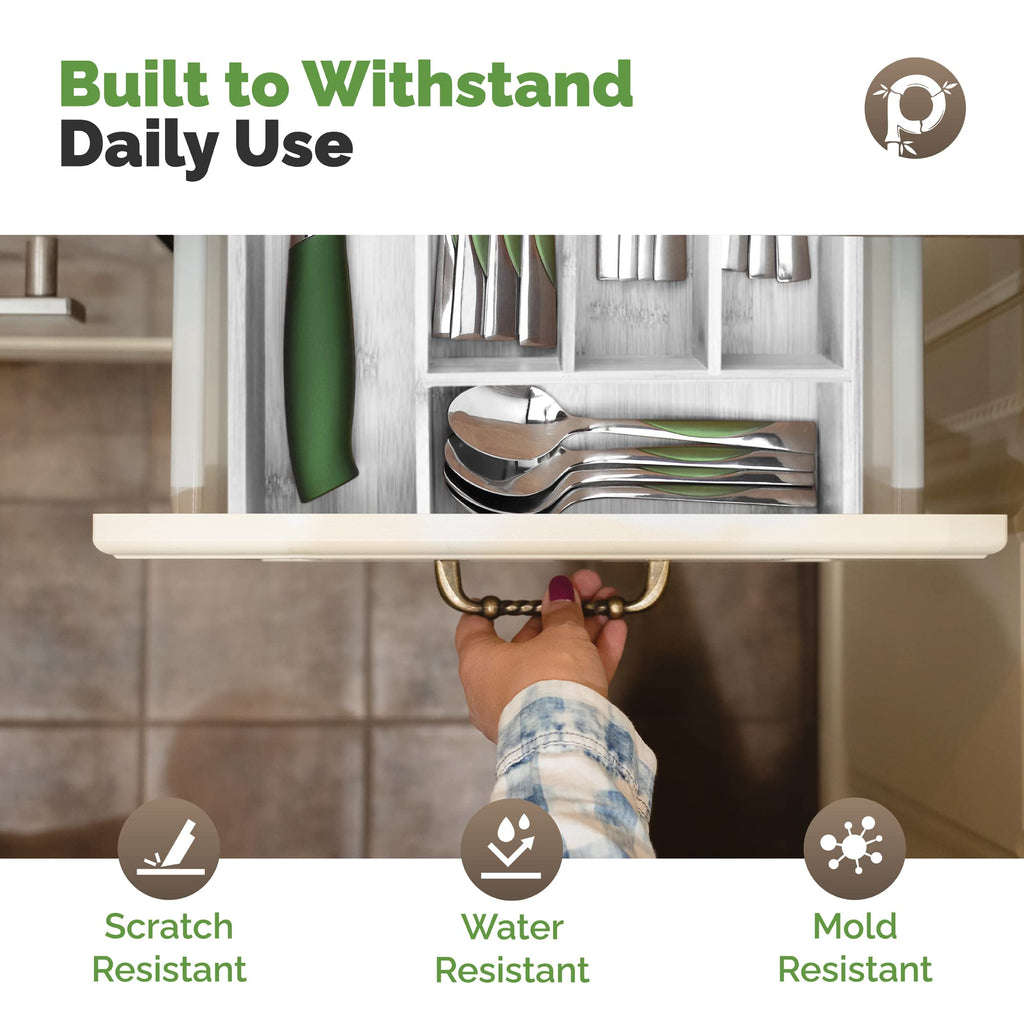 Silverware Organizer - Expandable Kitchen Drawer Organizer - Adjustable Kitchen Drawer Organizer for Utensils, Expandable to 22 Inches Wide, 10 Compartments, Silverware Tray for Drawer