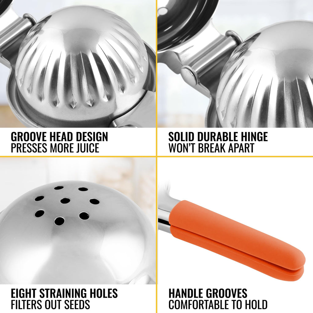 Lemon Squeezer Stainless Steel with Premium Quality Heavy Duty Solid Metal Squeezer Bowl - Large Manual Citrus Press Juicer and Lime Squeezer Stainless Steel - by Zulay Kitchen