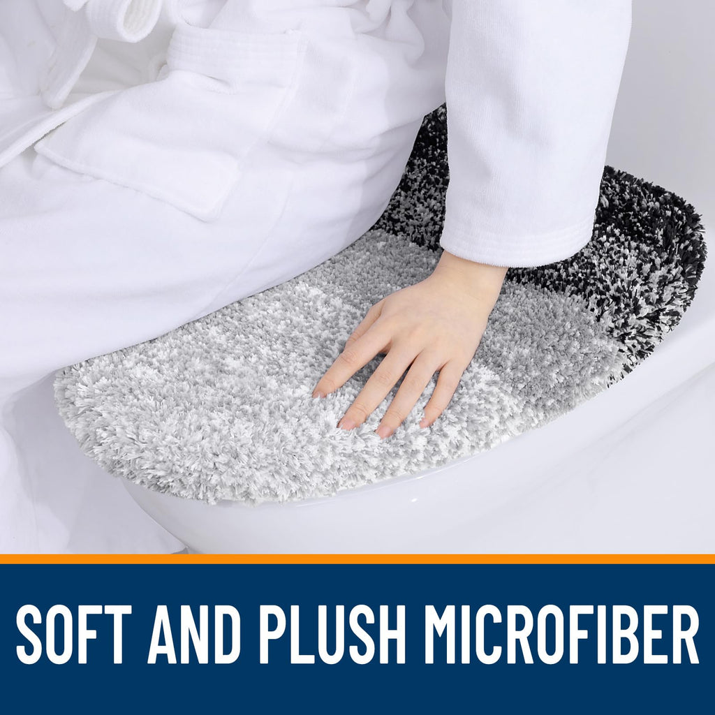 OLANLY Soft Microfiber Bathroom Toilet Lid Cover, Machine Washable Seat Covers, 17.5x15, Stays in Place Rubber Backing, Fits Most Round, Elongated and Oblong Lids, Accessories Decor, Gray