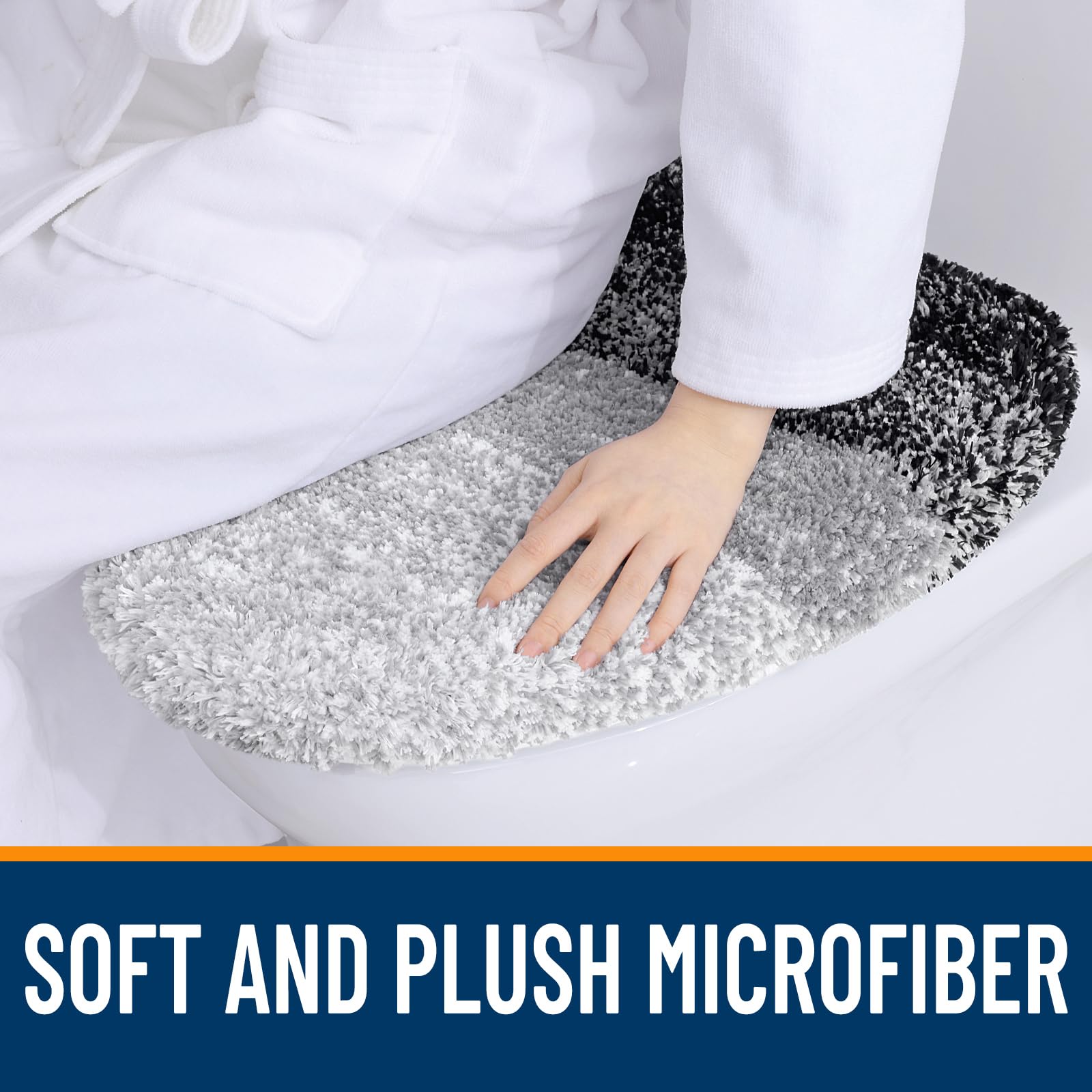OLANLY Soft Microfiber Bathroom Toilet Lid Cover, Machine Washable Seat Covers, 17.5x15, Stays in Place Rubber Backing, Fits Most Round, Elongated and Oblong Lids, Accessories Decor, Gray