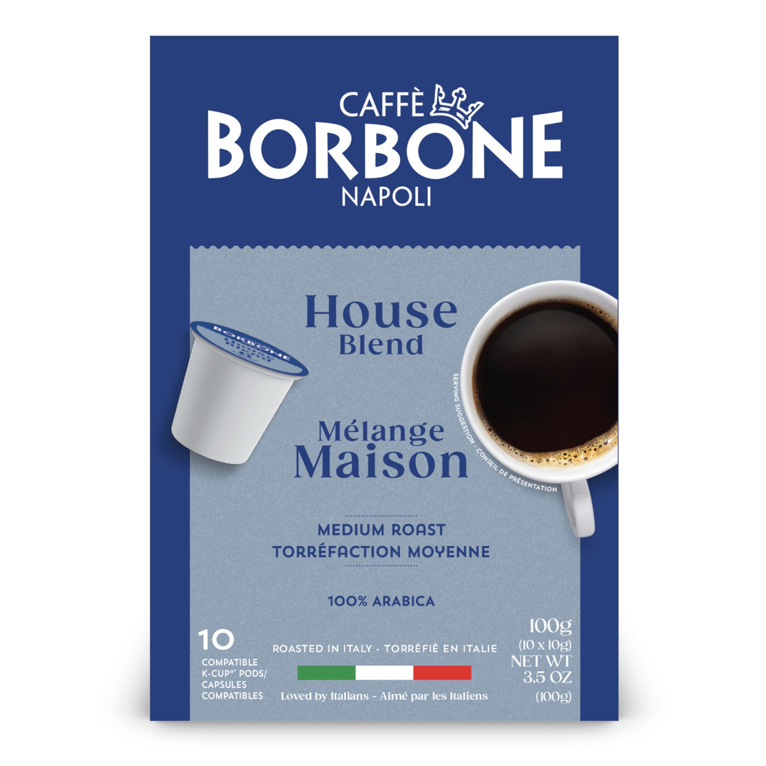 Caffè Borbone Italian Roast Coffee (60 Count) – Medium Dark Roast, Arabica & Robusta Blend, Roasted in Italy for a Bold, Smooth Taste – Single Serve Coffee Pods Compatible with K-Cup Brewers