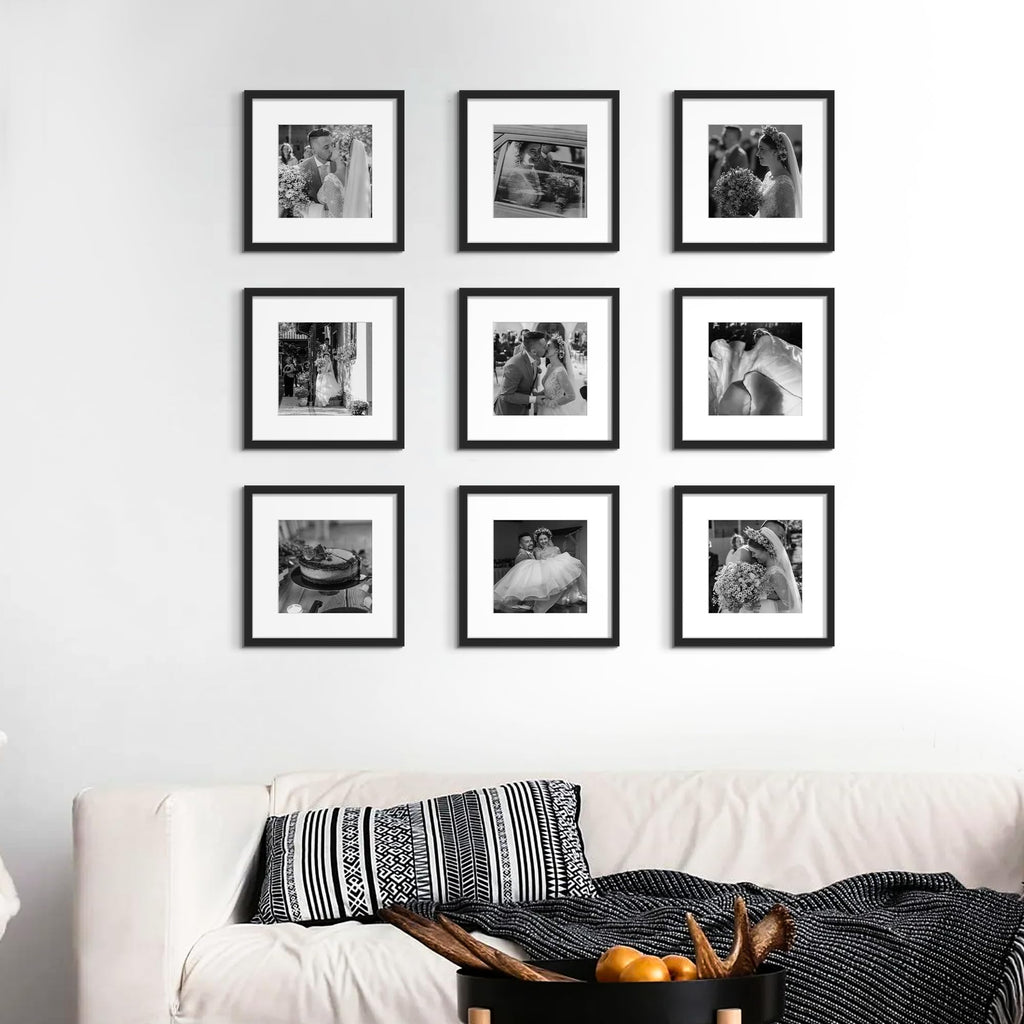 upsimples 5x7 Picture Frame Set of 10, Display Pictures 4x6 with Mat or 5x7 Without, Multi Photo Frames Collage for Wall or Tabletop Display, Black