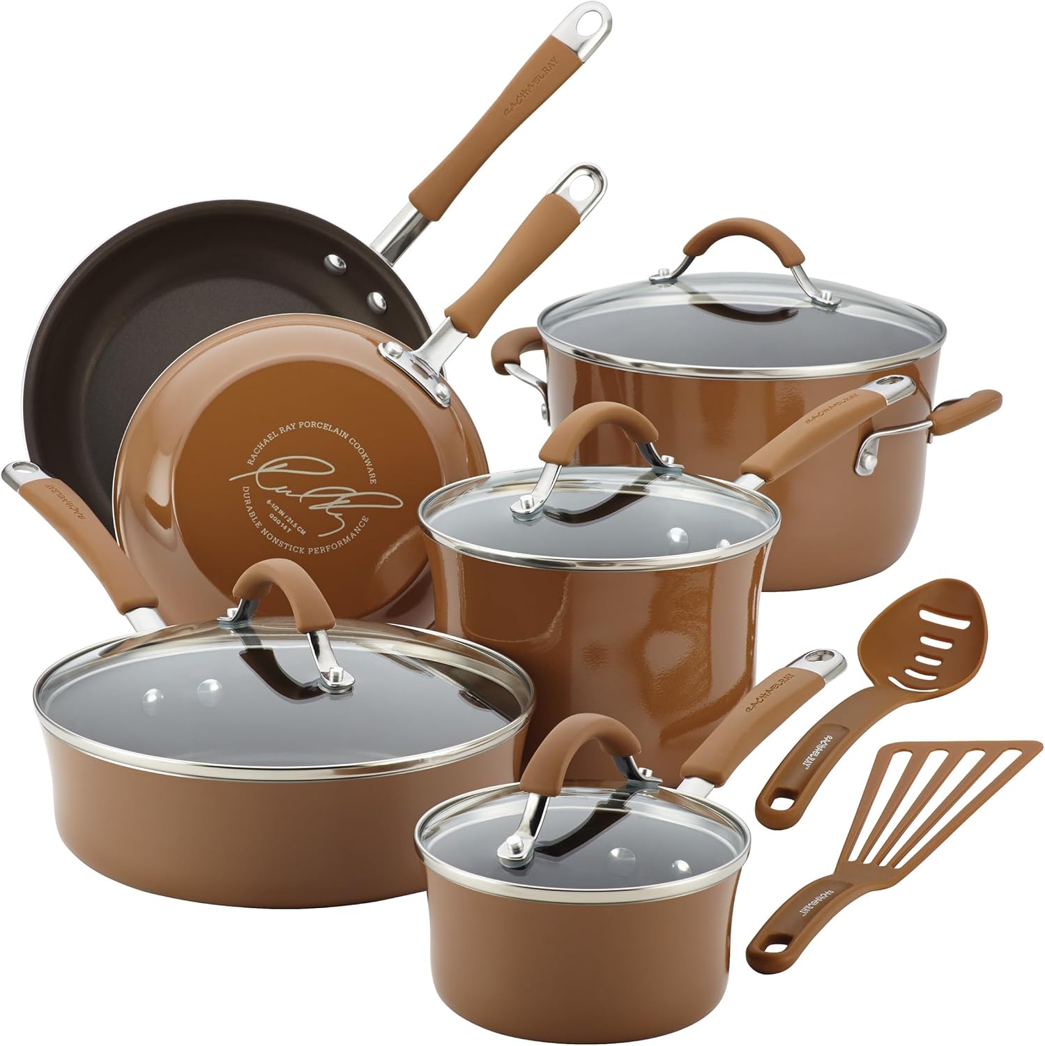 Rachael Ray - 16802 Rachael Ray Cucina Nonstick Cookware Pots and Pans Set, 12 Piece, Sea Salt Gray