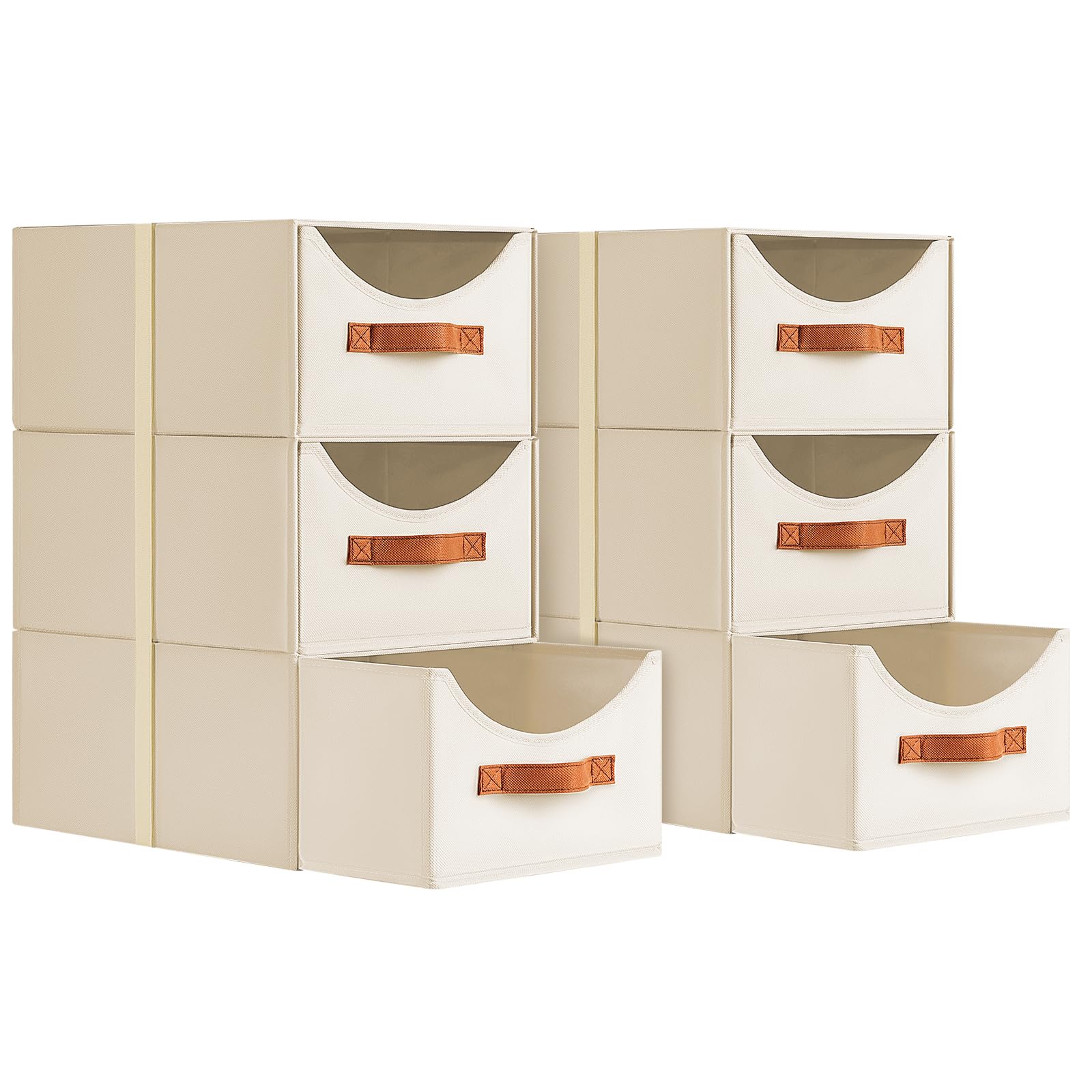 Homsorout Stackable Storage Drawers - Collapsible Storage Bins with Drawers, 4 Pack Closet Shelf Organizer Basket, Fabric Pull Out Organizer for Bedroom, Living Room, Dorm, Beige