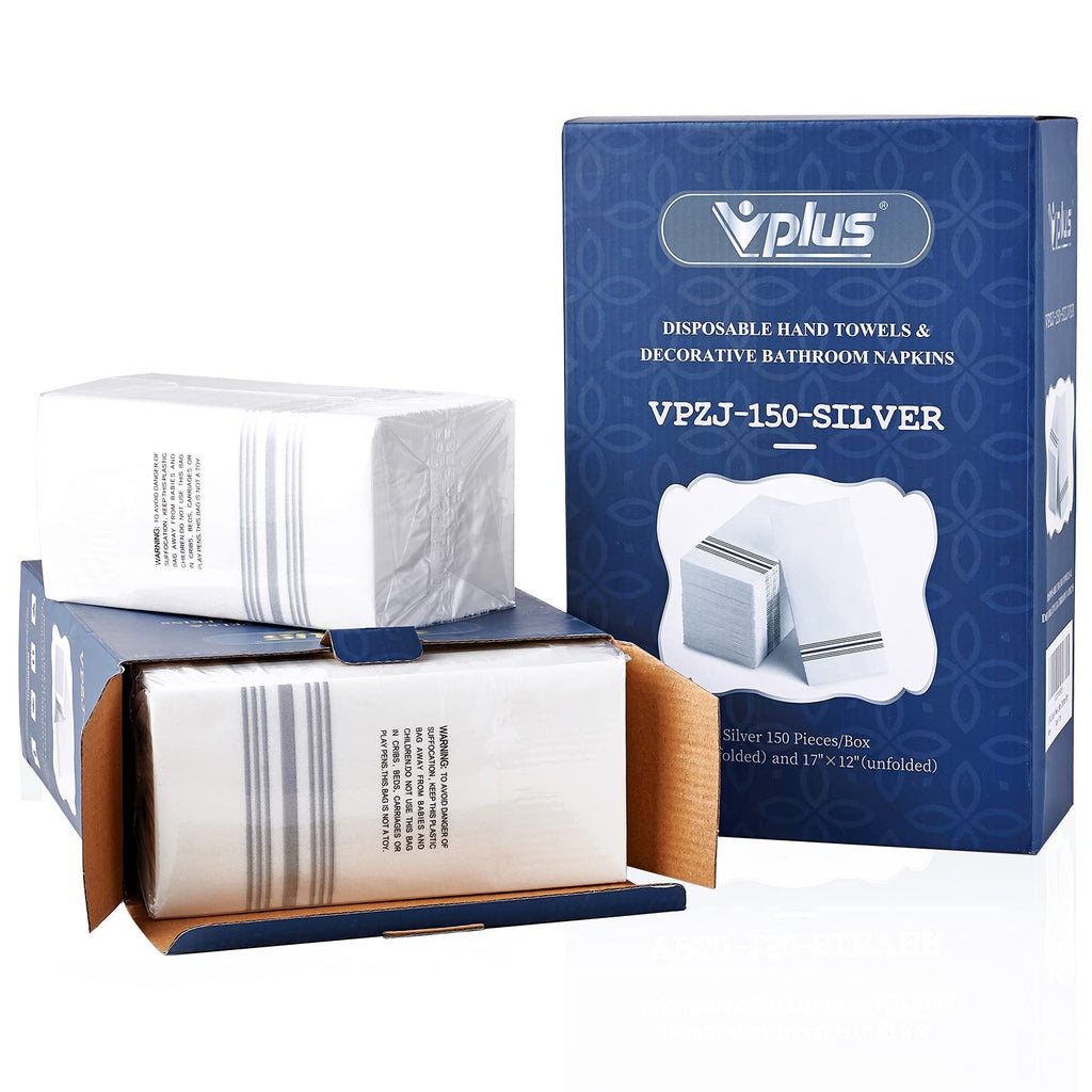 Vplus 150 PACK Guest Towels Disposable Bathroom, Decorative Bathroom Napkins, Soft, and Absorbent Disposable Paper Hand Towel for Dinners, Kitchen, Parties, Weddings, Christmas Party