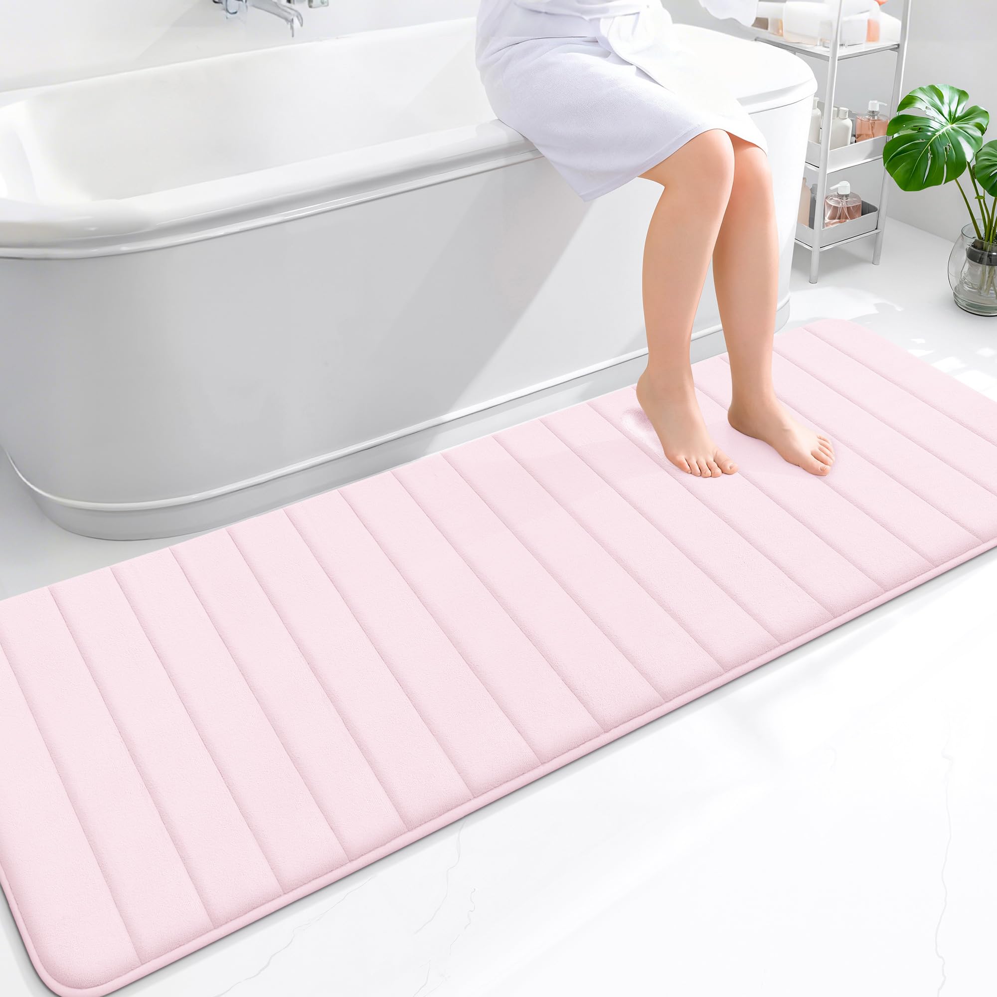 OLANLY Memory Foam Bath Mat 30x20, Super Soft Absorbent Bathroom Rugs, Quick Dry, Machine Washable Shower Floor Rugs, Bathmat Carpet, Bathroom Home Decor Accessories, Grey