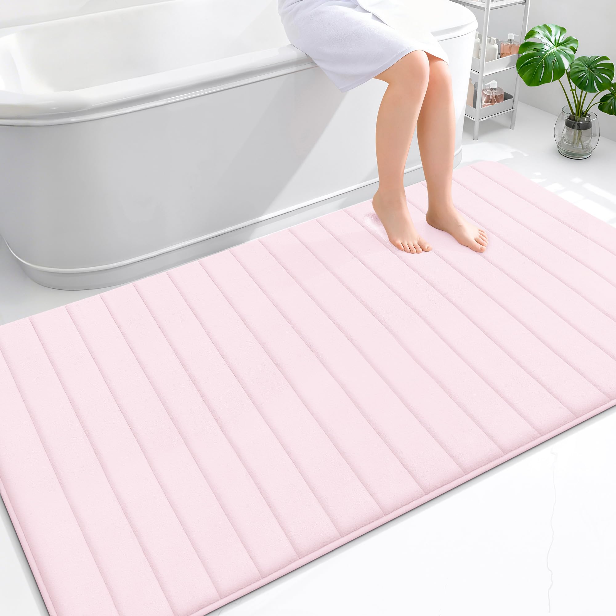 OLANLY Memory Foam Bath Mat 30x20, Super Soft Absorbent Bathroom Rugs, Quick Dry, Machine Washable Shower Floor Rugs, Bathmat Carpet, Bathroom Home Decor Accessories, Grey