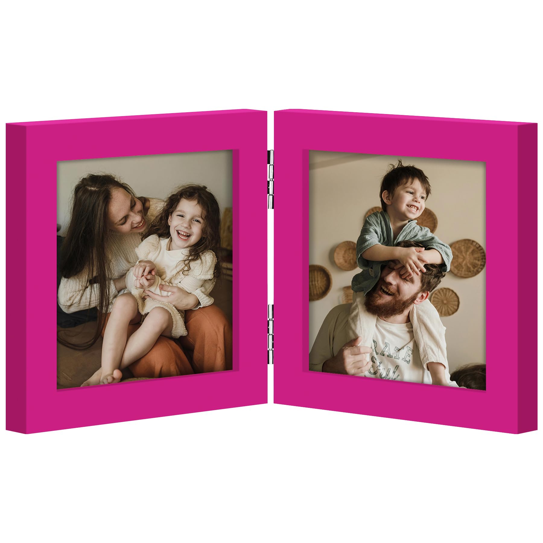 decorUhome Double 4x6 Picture Frame Vertical, Engineered Wood Bifold Photo Frame with Plexiglass for Tabletop Display, 4x6, Black