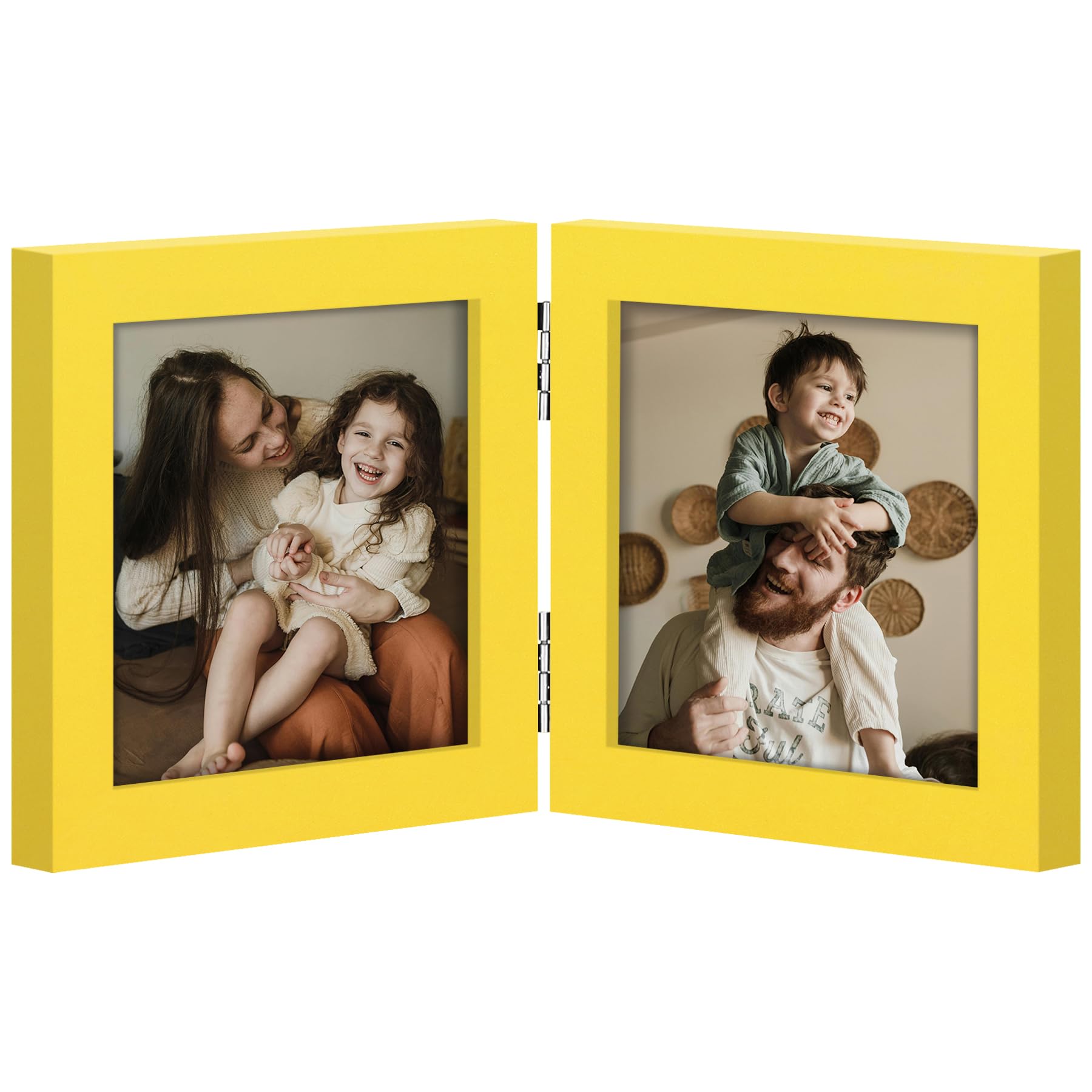 decorUhome Double 4x6 Picture Frame Vertical, Engineered Wood Bifold Photo Frame with Plexiglass for Tabletop Display, 4x6, Black