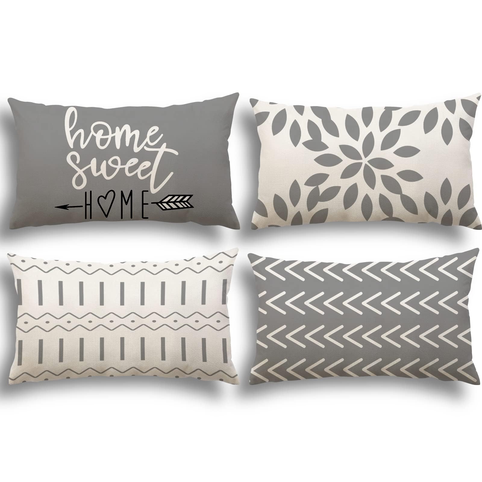 YCOLL Pillow Covers 18x18 Set of 4, Modern Sofa Throw Pillow Cover, Decorative Outdoor Linen Fabric Pillow Case for Couch Bed Car，Light Blue