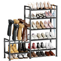 Homsorout Shoe Rack Organizer and Storage - 5 Tier Metal+Non-Woven Fabric Shoe Rack with Boot Storage & Side Any Combination - Space Saving Shoe Shelf for Entryway, Bedroom, Garage, Small Spaces