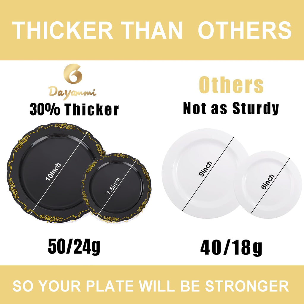 DaYammi 60PCS White Plastic Plates, Heavy Duty White Disposable Plates Premium 10inch Dinner Plates Hard Plastic Plates Disposable for Party Wedding Bridal Shower