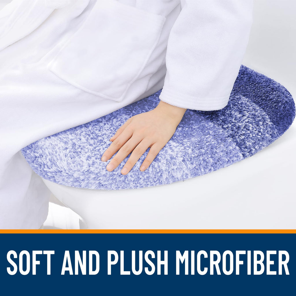 OLANLY Soft Microfiber Bathroom Toilet Lid Cover, Machine Washable Seat Covers, 17.5x15, Stays in Place Rubber Backing, Fits Most Round, Elongated and Oblong Lids, Accessories Decor, Gray