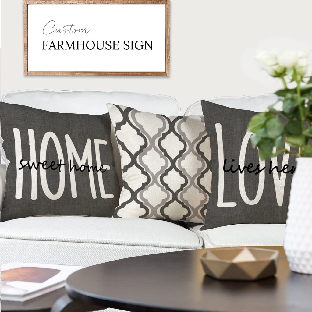 YCOLL Farmhouse Pillow Covers 18x18 Set of 4 Throw Pillow Covers Rustic Linen Decorative Pillows Square Cushion Covers for Couch Sofa Bedroom Home Decor