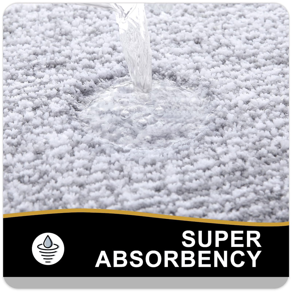 OLANLY Bathroom Rugs Sets 3 Piece, Soft Absorbent Microfiber Bath Mats and U-Shaped Contour Toilet Rug, Home Decor Accessories, Non-Slip, Bath Mat Set for Bathroom (30"x20"+24"x16"+24"x20", Grey)