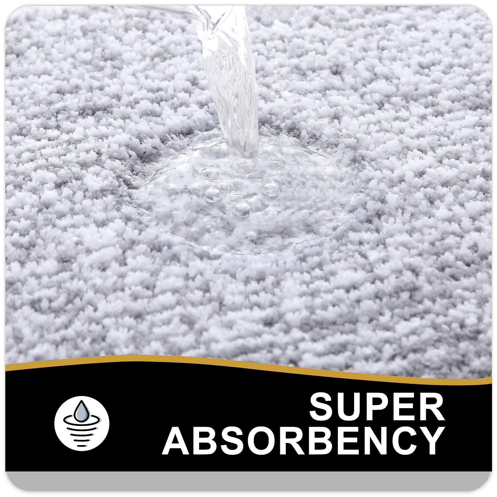 OLANLY Bathroom Rugs Sets 3 Piece, Soft Absorbent Microfiber Bath Mats and U-Shaped Contour Toilet Rug, Home Decor Accessories, Non-Slip, Bath Mat Set for Bathroom (30"x20"+24"x16"+24"x20", Grey)