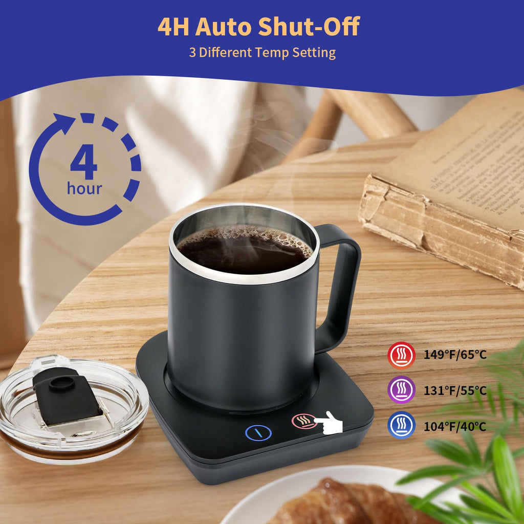 VOBAGA Imitation Wood Grain Coffee Cup Warmer & Mug Warmer for Desk, Electric Coffee Warmer Plate with 3-Temp Settings for Tea, Cocoa, Milk with Auto Shut Off After 4 Hours, Coffee Gifts for Women Men