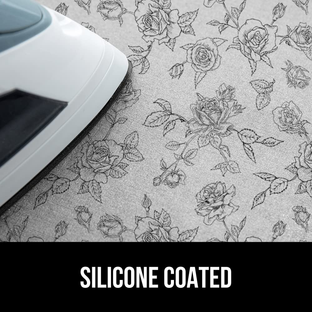 GORILLA GRIP The Original Ironing Board Cover and Pad, Silicone Coating, Thick Scorch Resistant Padding, Heavy Duty Iron Covers Standard Boards, Hook and Loop Fastener Strap, Silver, 15x54