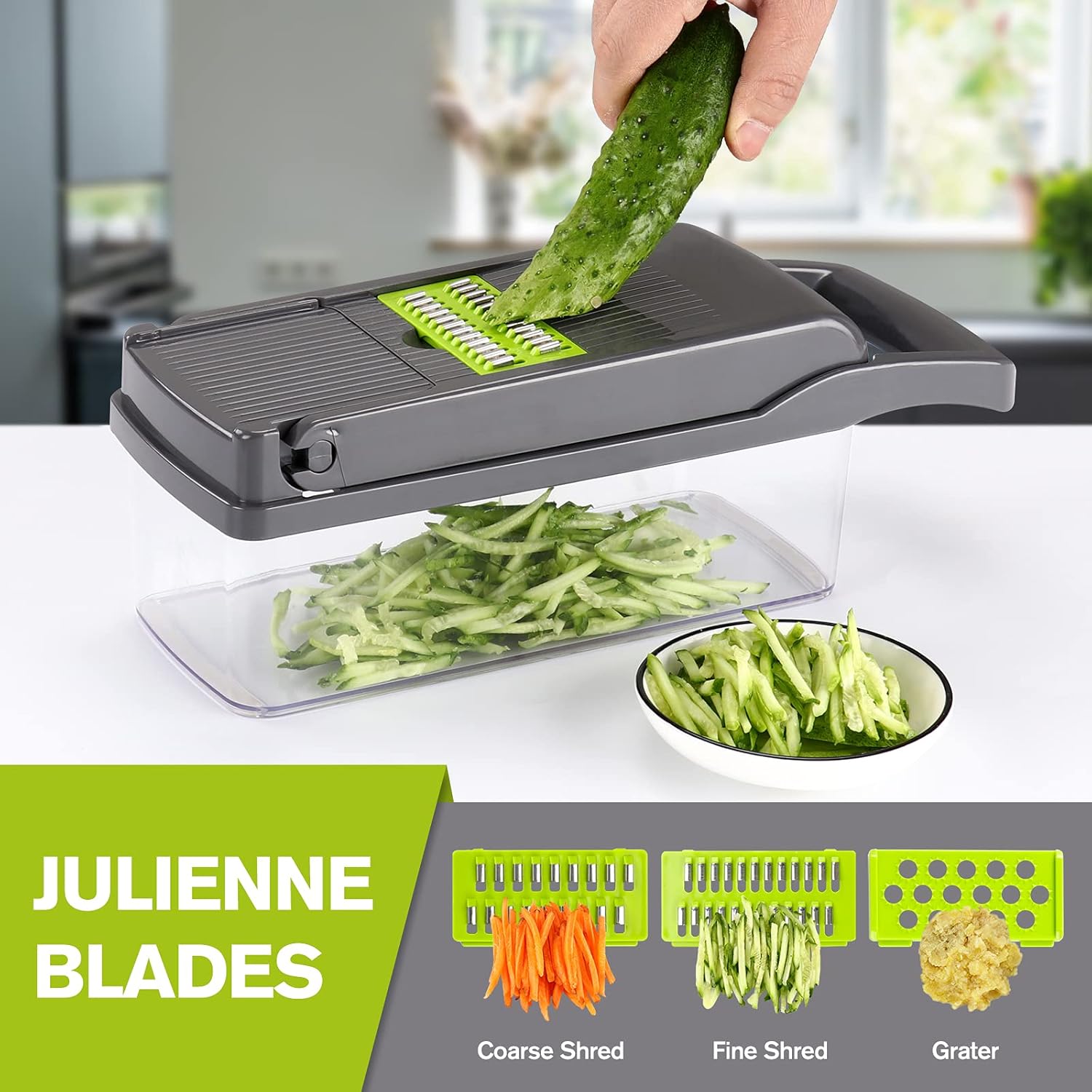 KEOUKE Rotary Cheese Grater with 12 in 1 Multi-functional Vegetable Chopper