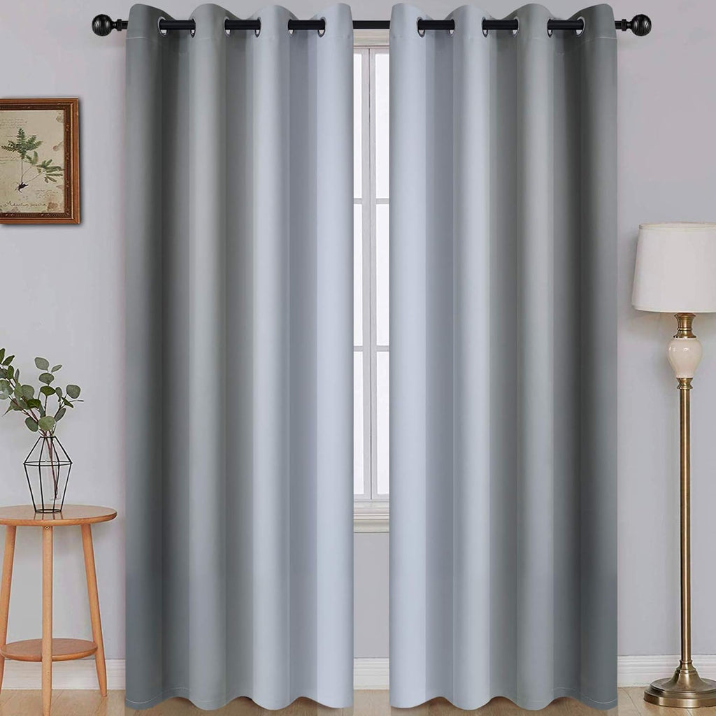 SimpleHome Ombre Room Darkening Curtains for Bedroom, Gradient Black to Grey White Light Blocking Thermal Insulated Grommet Window Curtain/Drapes for Living Room,2 Panels, 52x84 inches Length