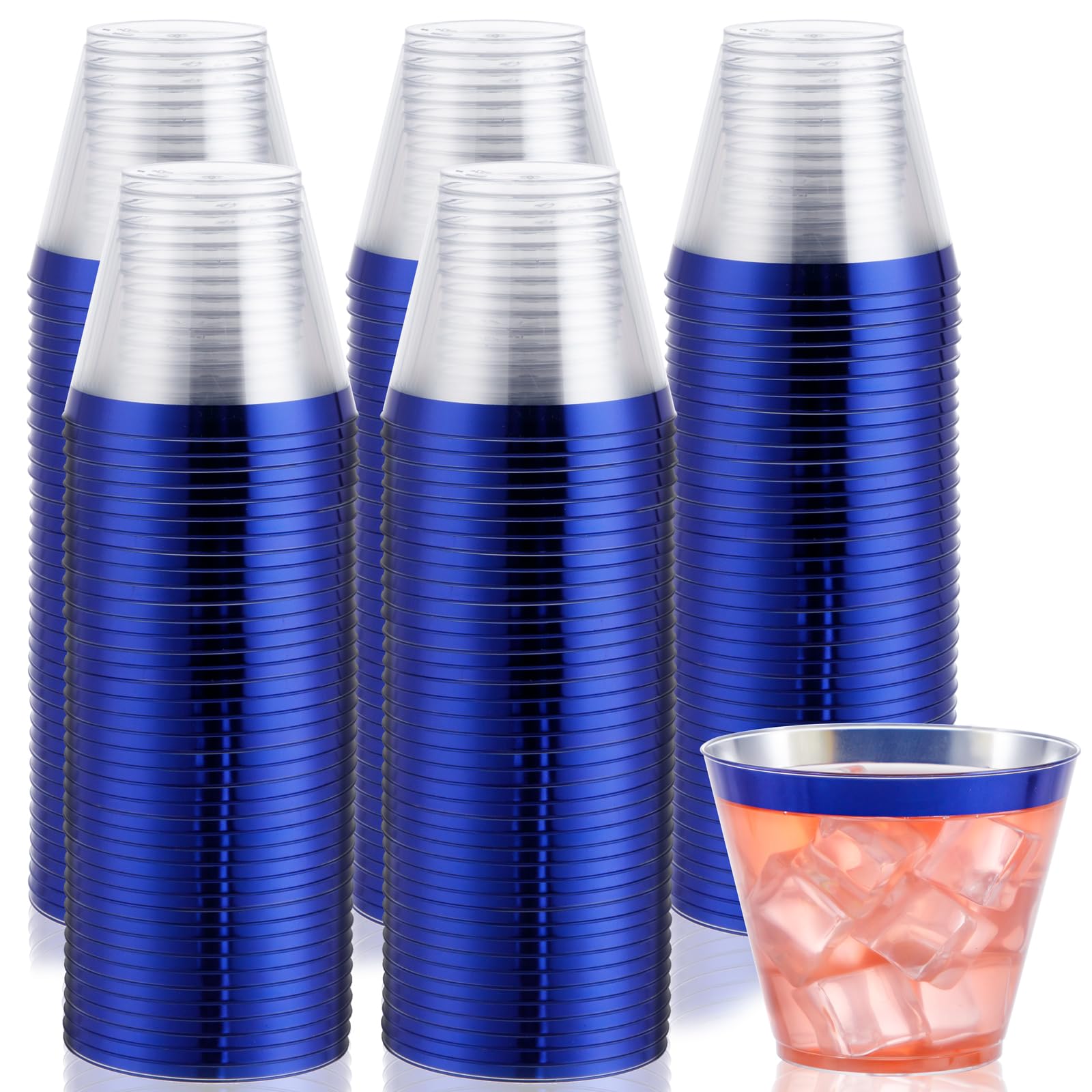 DaYammi 100 Pack 10oz Pink Plastic Cups for Party Premium Glitter Disposable Plastic Cup for Martini and Cocktail, Hard Pink Disposable Cups for Wedding,pink cups for Mother's Day Party