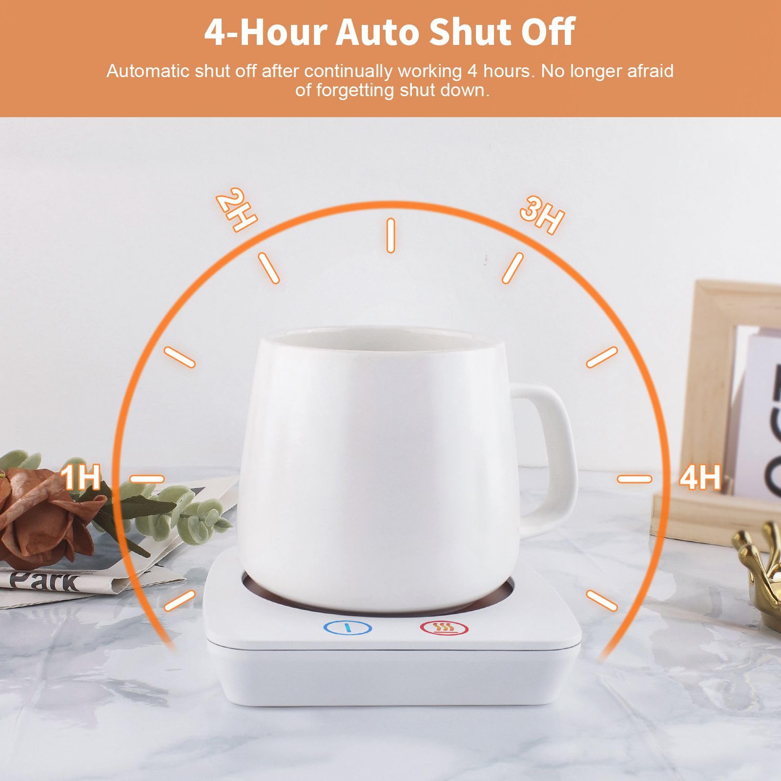VOBAGA Imitation Wood Grain Coffee Cup Warmer & Mug Warmer for Desk, Electric Coffee Warmer Plate with 3-Temp Settings for Tea, Cocoa, Milk with Auto Shut Off After 4 Hours, Coffee Gifts for Women Men