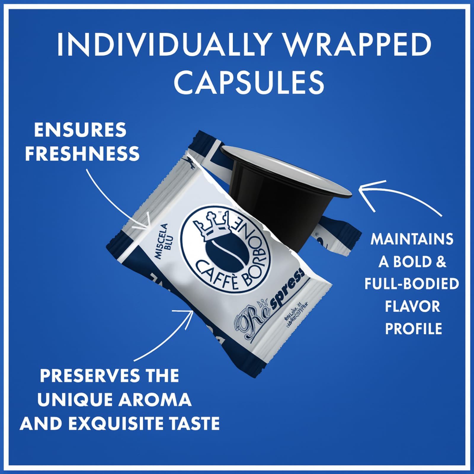 Caffè Borbone Blue Blend Nespresso Compatible Espresso Coffee Pods, 100 Count Espresso Pods