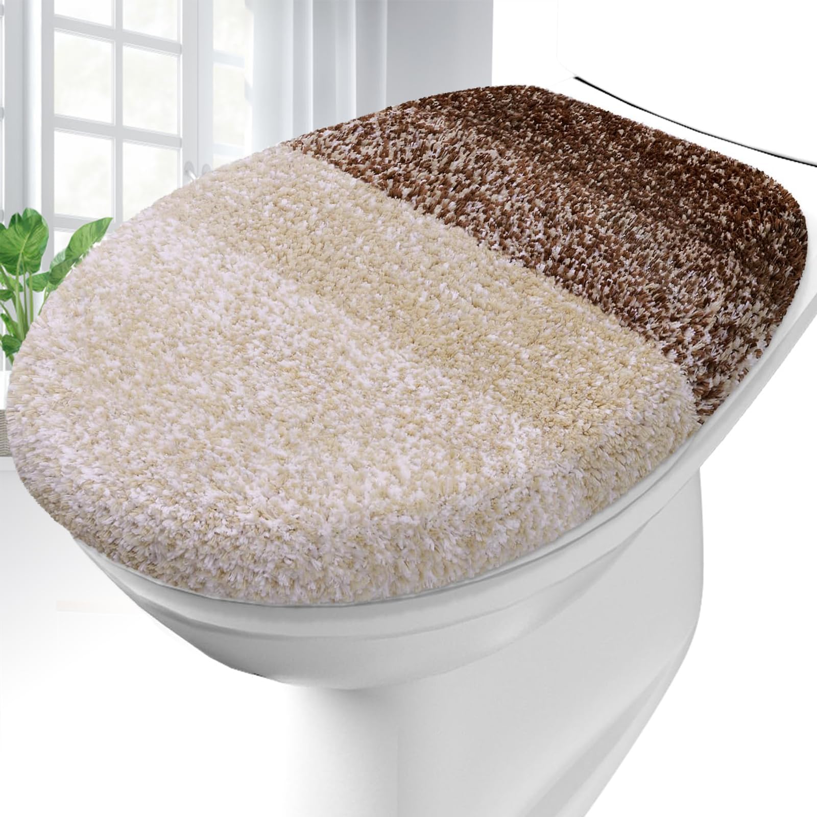 OLANLY Soft Microfiber Bathroom Toilet Lid Cover, Machine Washable Seat Covers, 17.5x15, Stays in Place Rubber Backing, Fits Most Round, Elongated and Oblong Lids, Accessories Decor, Gray