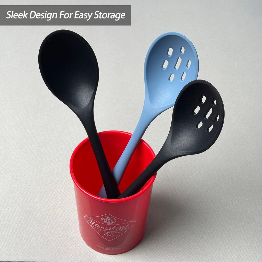 Silicone Spatula and Spoon Set, High Heat Resistant Non-scrach Kitchen Utensils for Non Stick Cookware