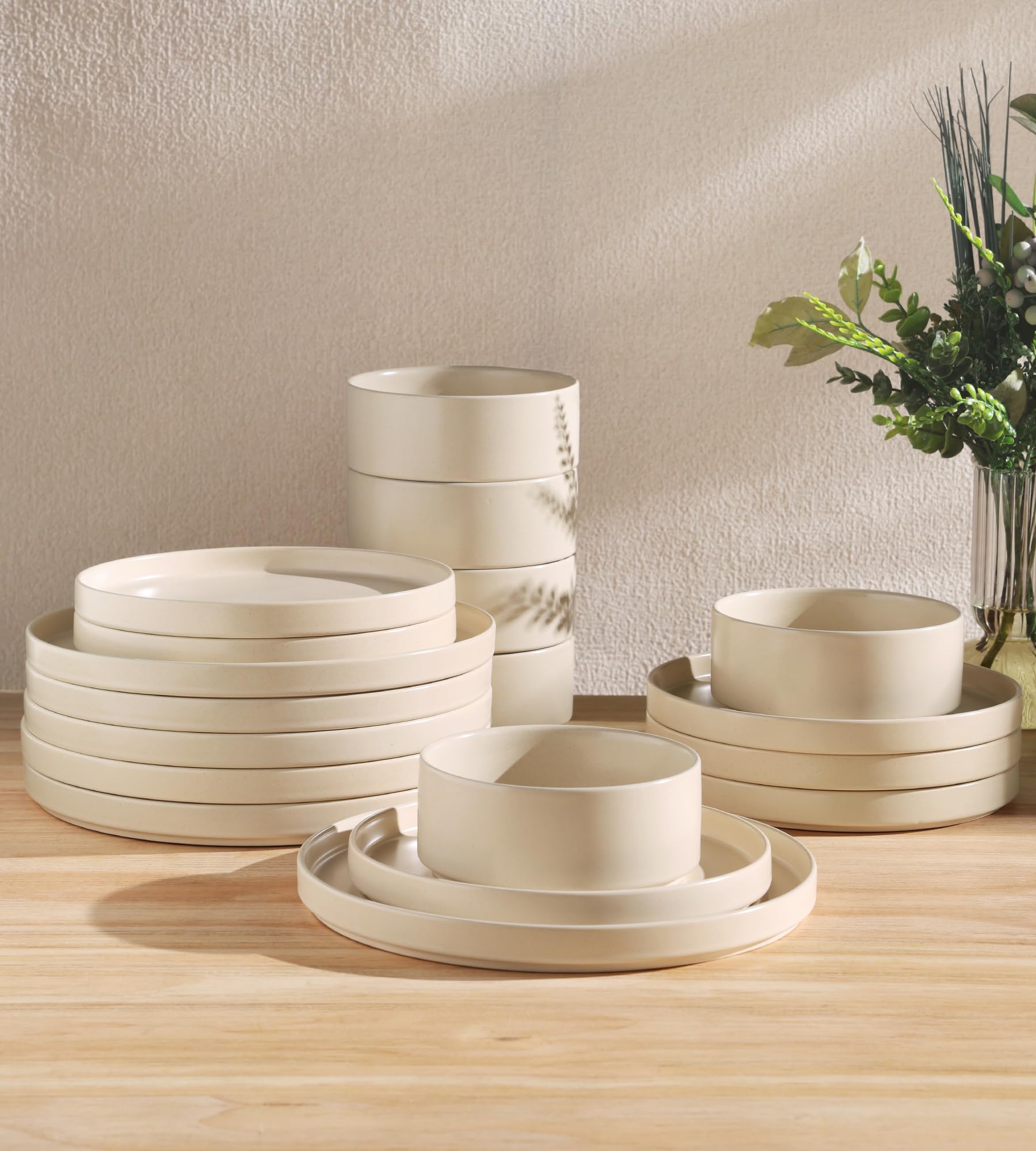 TheTerra Ceramic Dinnerware Sets for 4, 12 Pieces Porcelain Lightweight Speckled Plates and Bowls Sets, Scratch Resistant Dish Set, Oven & Microwave & Dishwasher Safe