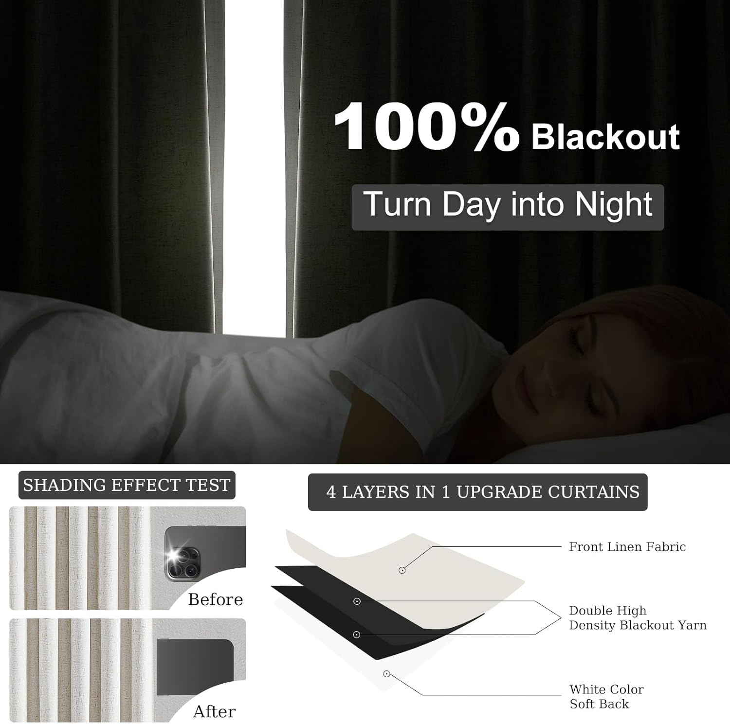 Topfinel Extral Wide Curtains, Pinch Pleated 100% Blackout Linen Luxury Drapery with Hooks for Patio Sliding Door Large Window Living Room Track System, 72" Wx108 L 2 Panel