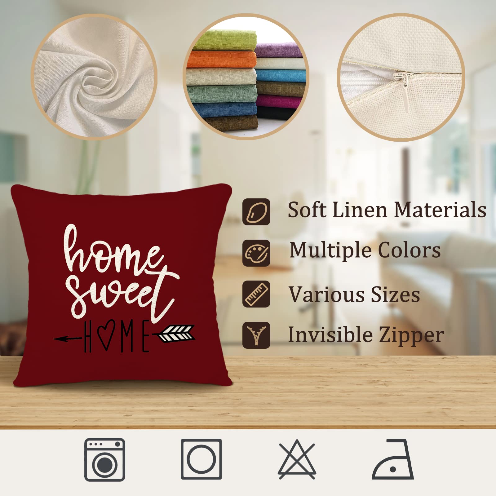 YCOLL Pillow Covers 18x18 Set of 4, Modern Sofa Throw Pillow Cover, Decorative Outdoor Linen Fabric Pillow Case for Couch Bed Car，Light Blue