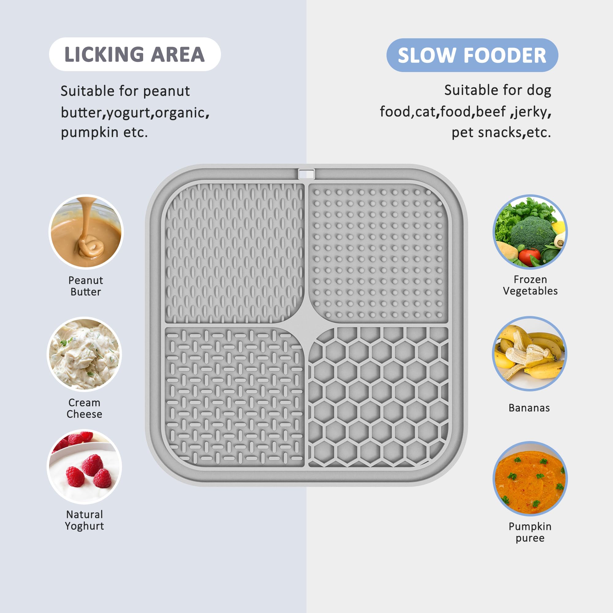 2 Pack Lick Mat for Dogs,Cats,Upgraded 8.5×8.5 inches Licking Mats with Suction Cups,Slow Feeder Licking Pad for Anxiety Relief and Boredom Reducer,Suitable for Dog Training Set 2