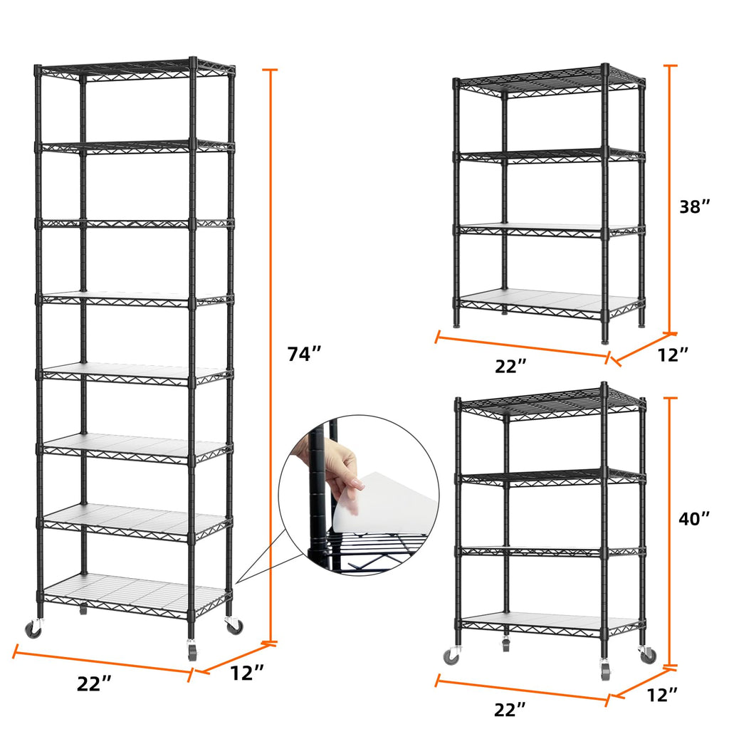 SINGAYE 3 Small Shelves Storage Shelf Wire Shelving Unit Metal Shelf Adjustable Organizers Storage Shelving with Wheels for Bathroom Laundry Room Kitchen Pantry11.5”D x 17.5”W x 30.5”H White