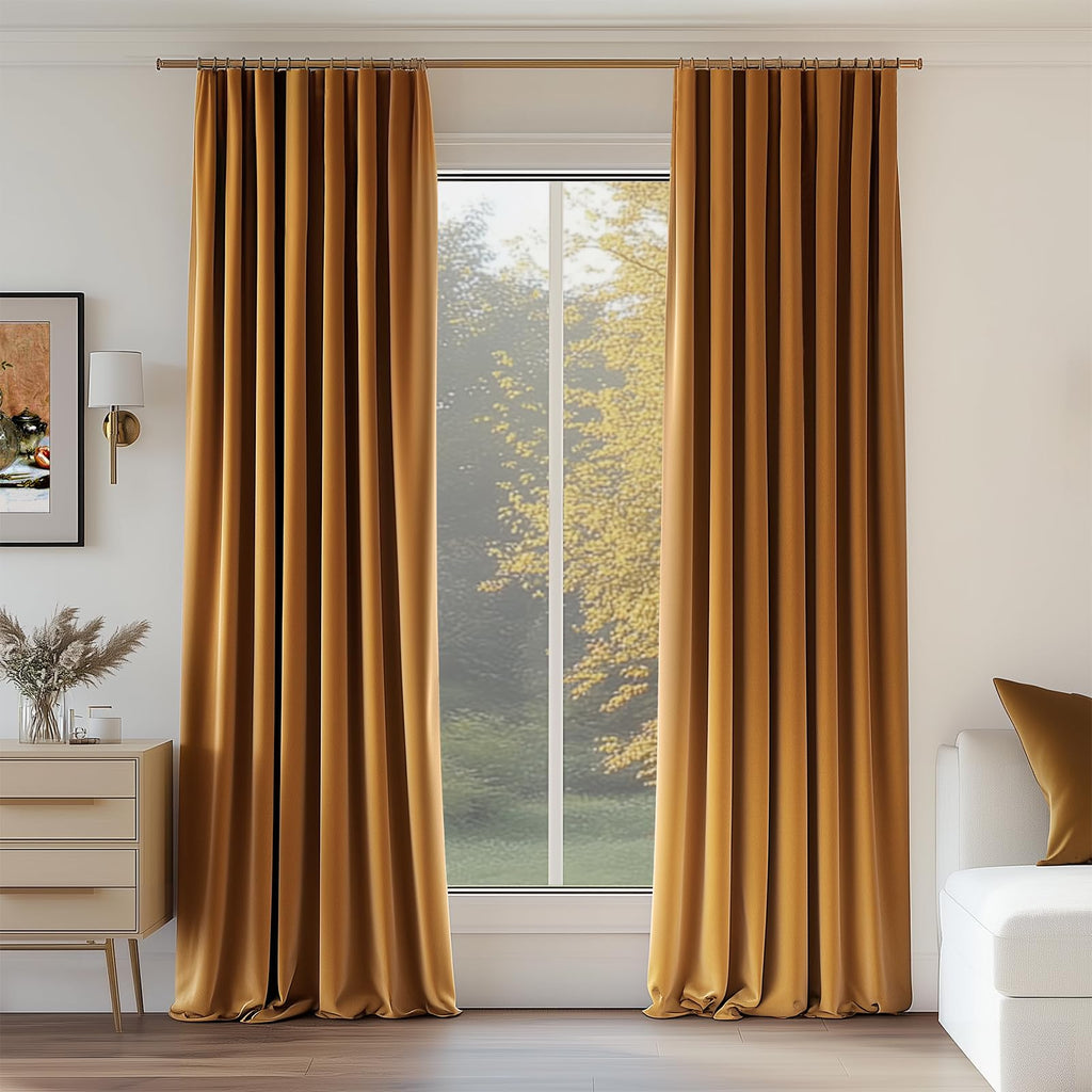 Topfinel Olive Green Velvet Blackout Curtains 84 Inches Long, Soundproof Room Darkening Dark Green Forest Green Thermal Insulated Boho Elegant Moody Back Tab Curtains for Living Room Bedroom 2 Panels