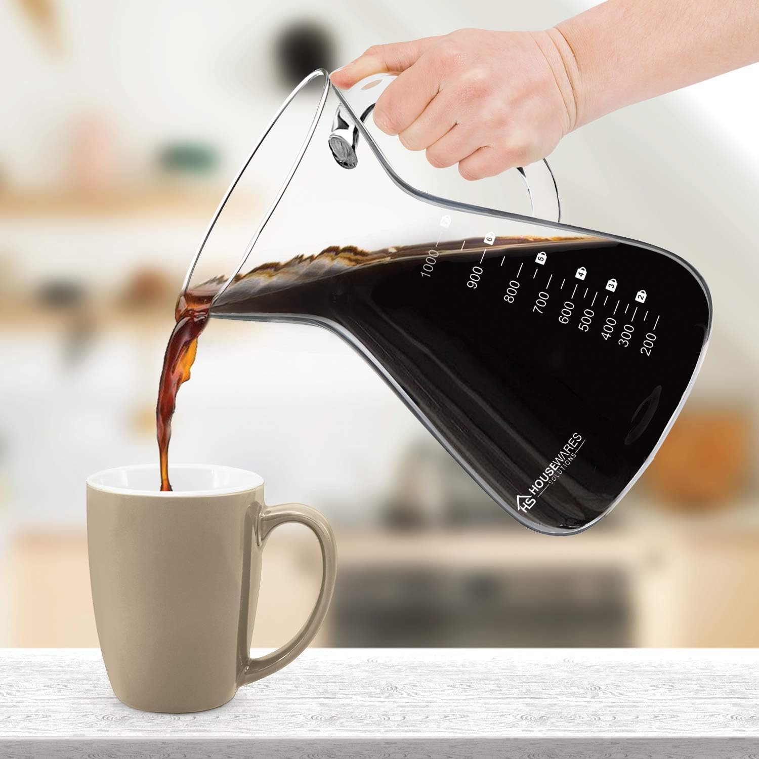Pour Over Coffee Maker Set - 34 oz Large Borosilicate Glass Carafe, Thickened Rust Resistant Heat Resistant Double-Layer Stainless Steel Dripper/Filter with Coffee Scoop and Cleaning Brush