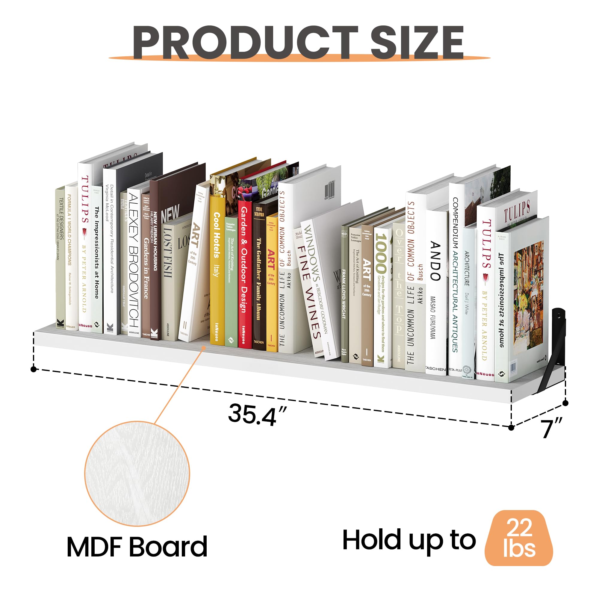 upsimples Floating Book Shelves for Wall, 15.7 Inches Wood Shelves for Living Room, Bathroom, Bedroom, Kitchen Storage and Decoration, White