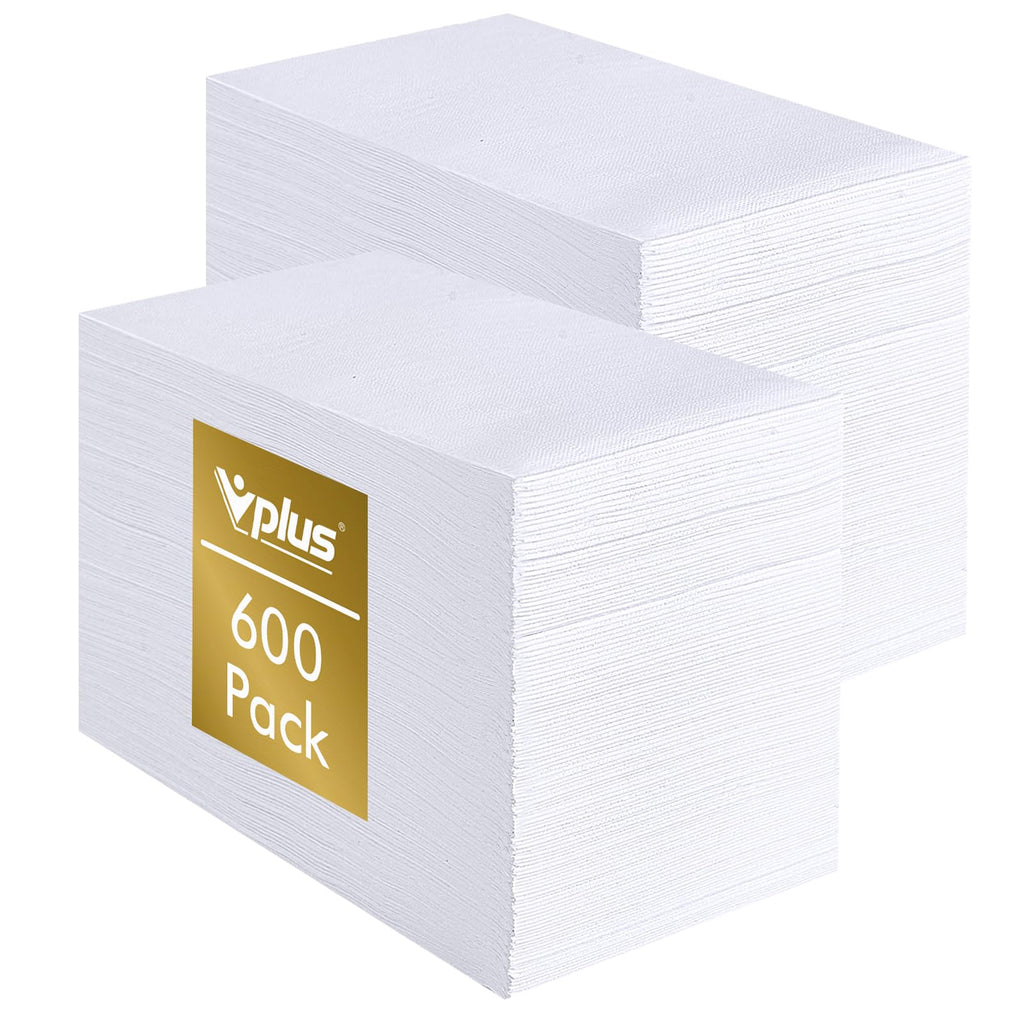 Vplus 600 Pack Paper Napkins Guest Towels Disposable Premium Quality 3-ply Dinner Napkins Disposable Soft, Absorbent, for Kitchen, Wedding, Parties, Dinners or Events(Gold)