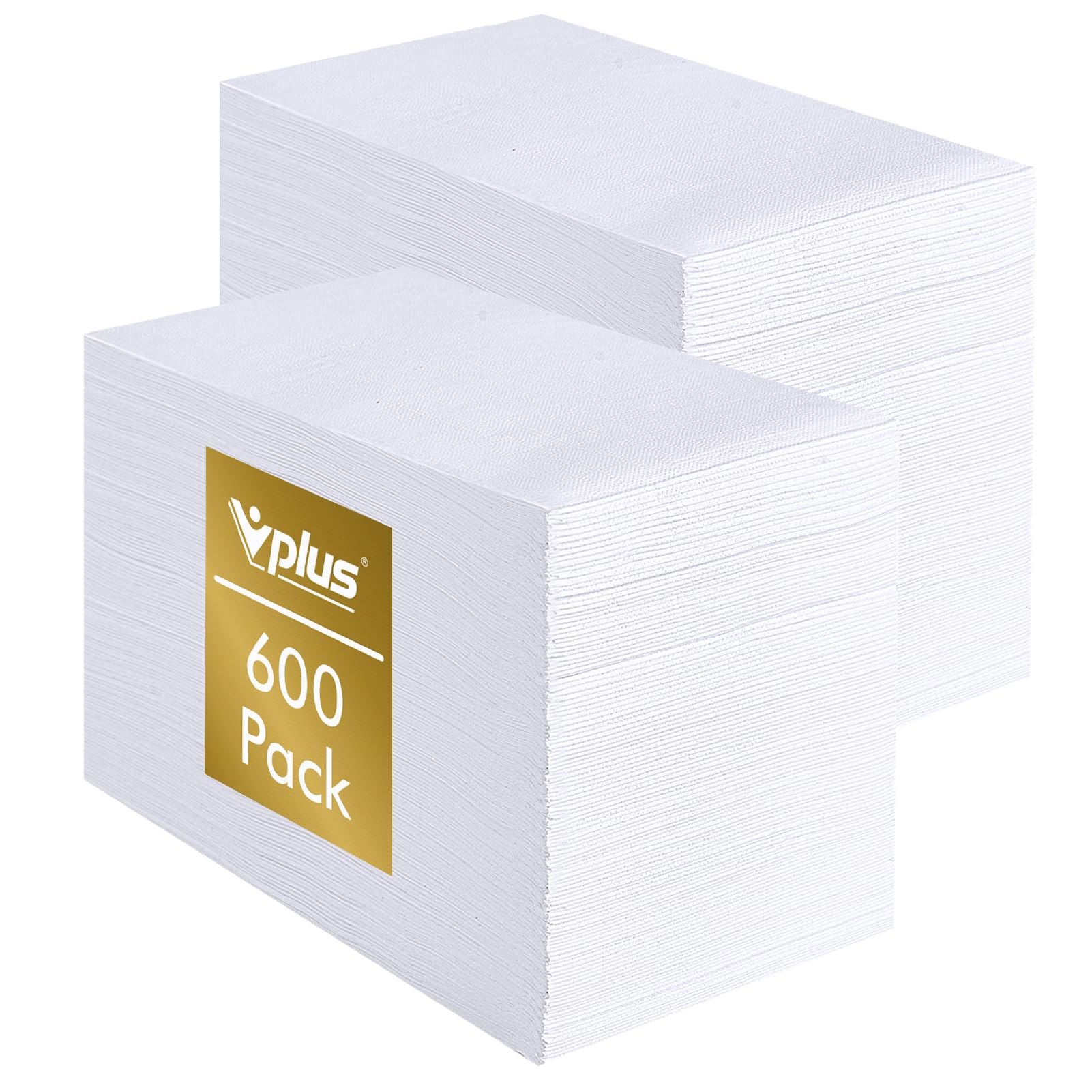 Vplus 600 Pack Paper Napkins Guest Towels Disposable Premium Quality 3-ply Dinner Napkins Disposable Soft, Absorbent, for Kitchen, Wedding, Parties, Dinners or Events(Gold)