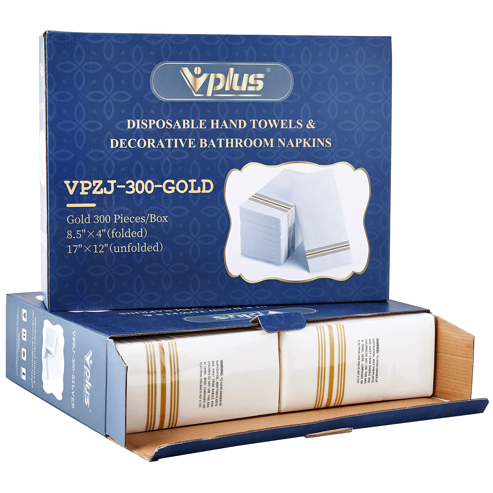 Vplus 300 PACK Guest Towels Disposable Bathroom, Decorative Bathroom Napkins Cloth Feel, Soft, and Absorbent Disposable Paper Hand Towel for Dinners, Kitchen, Parties, Weddings, Christmas Party