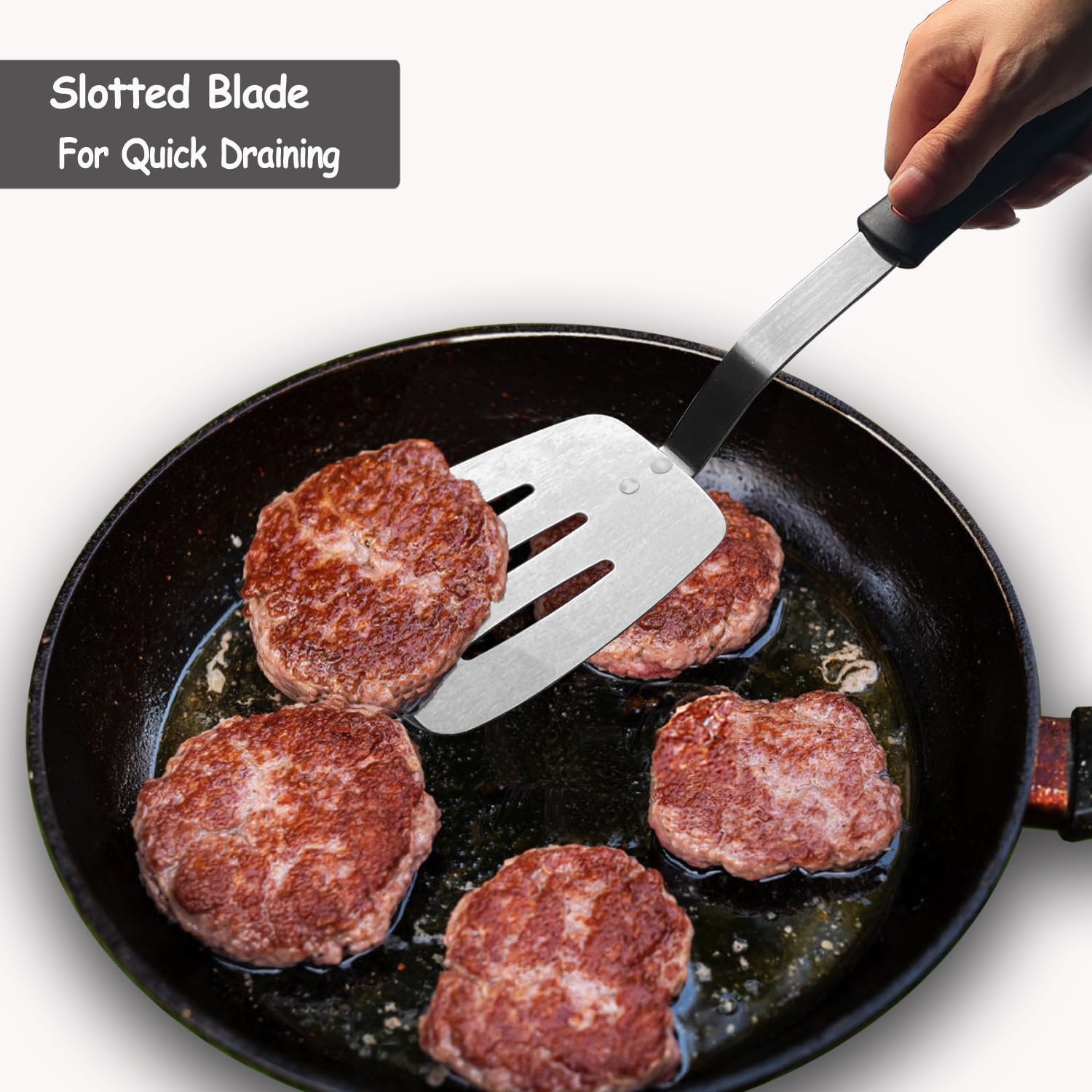 Stainless Steel Spatula Turner, Slotted Metal Spatula for Kitchen Use,VOVOLY Heavy Duty Cooking Turner, Wide Blade with Beveled Edge and Heat Resistant Silicone Handle, Dishwasher Safe